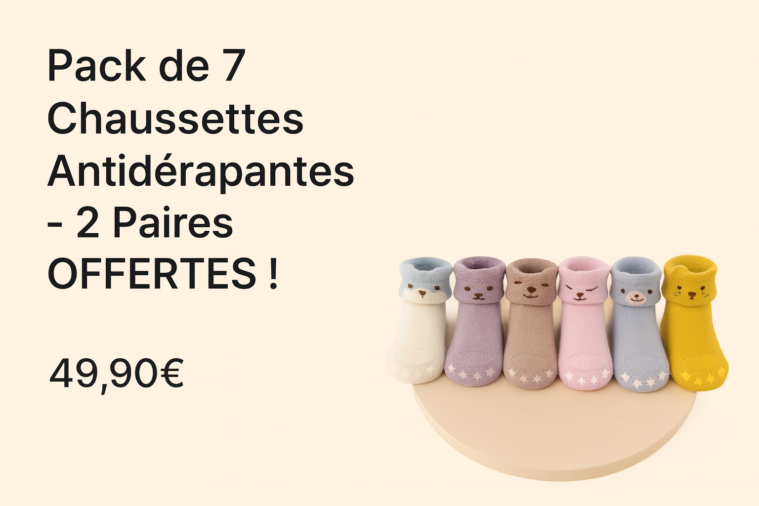 Paquete de 7 calcetines antideslizantes – ¡2 pares GRATIS!