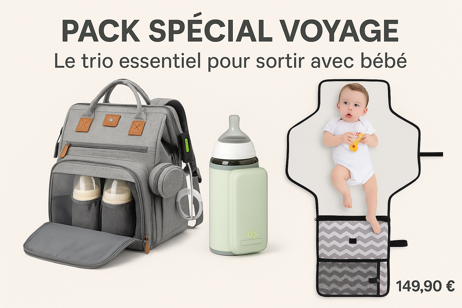Pack Spécial Voyage – Le Trio Essentiel pour Sortir Avec Bébé